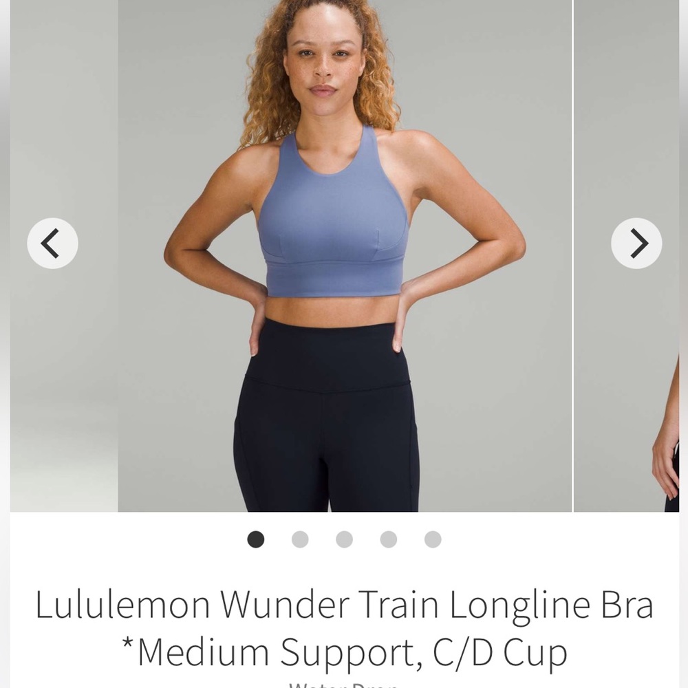 Size 4 Lululemon Wunder Train Longline Bra
Medium Support 
In Water Drop